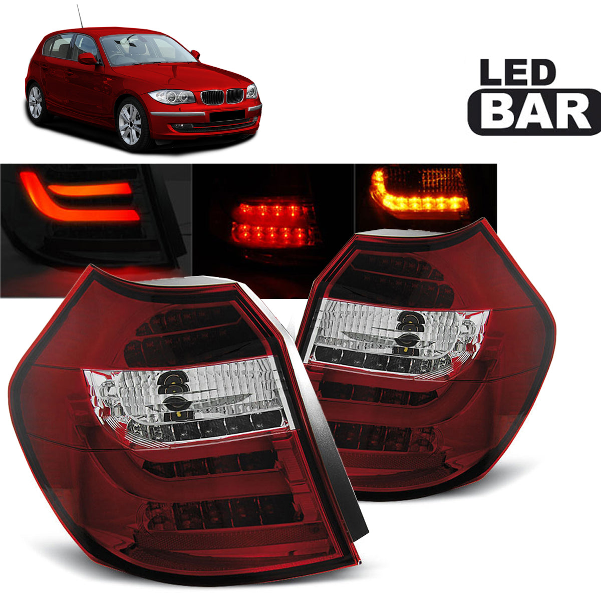 LED Leiste Rücklichter Rot Weiß passend für BMW E87/E81 09.07-11 LCI