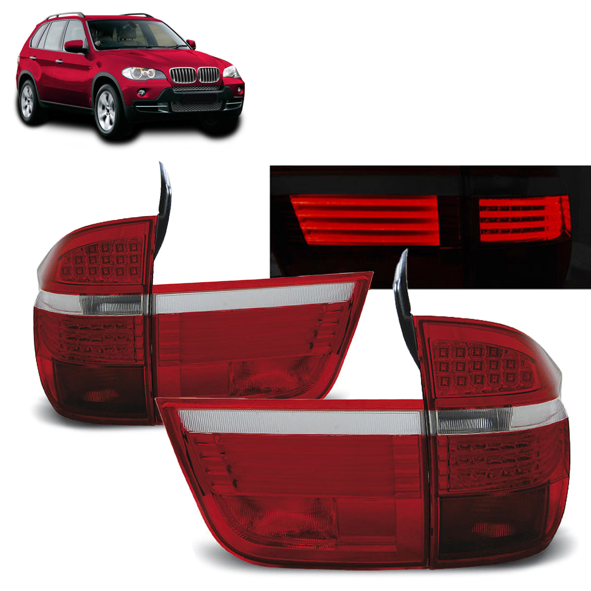 LED Rücklichter Rot Weiß passend für BMW X5 E70 03.07-05.10