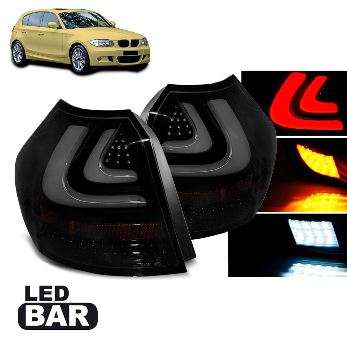 LED Leisten Rücklichter Rauch Schwarz passend für BMW E87 04-08.07