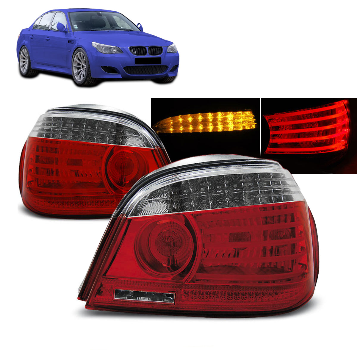 LED Rücklichter Rot Weiß passend für BMW E60 07.03-07