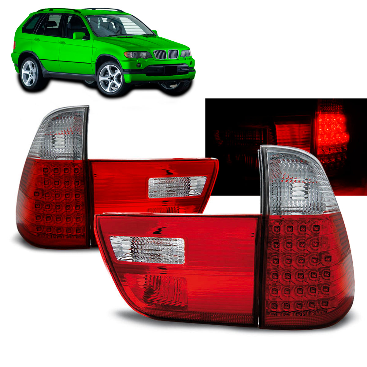 LED Rücklichter Rot Weiß passend für BMW X5 E53 09.99-06