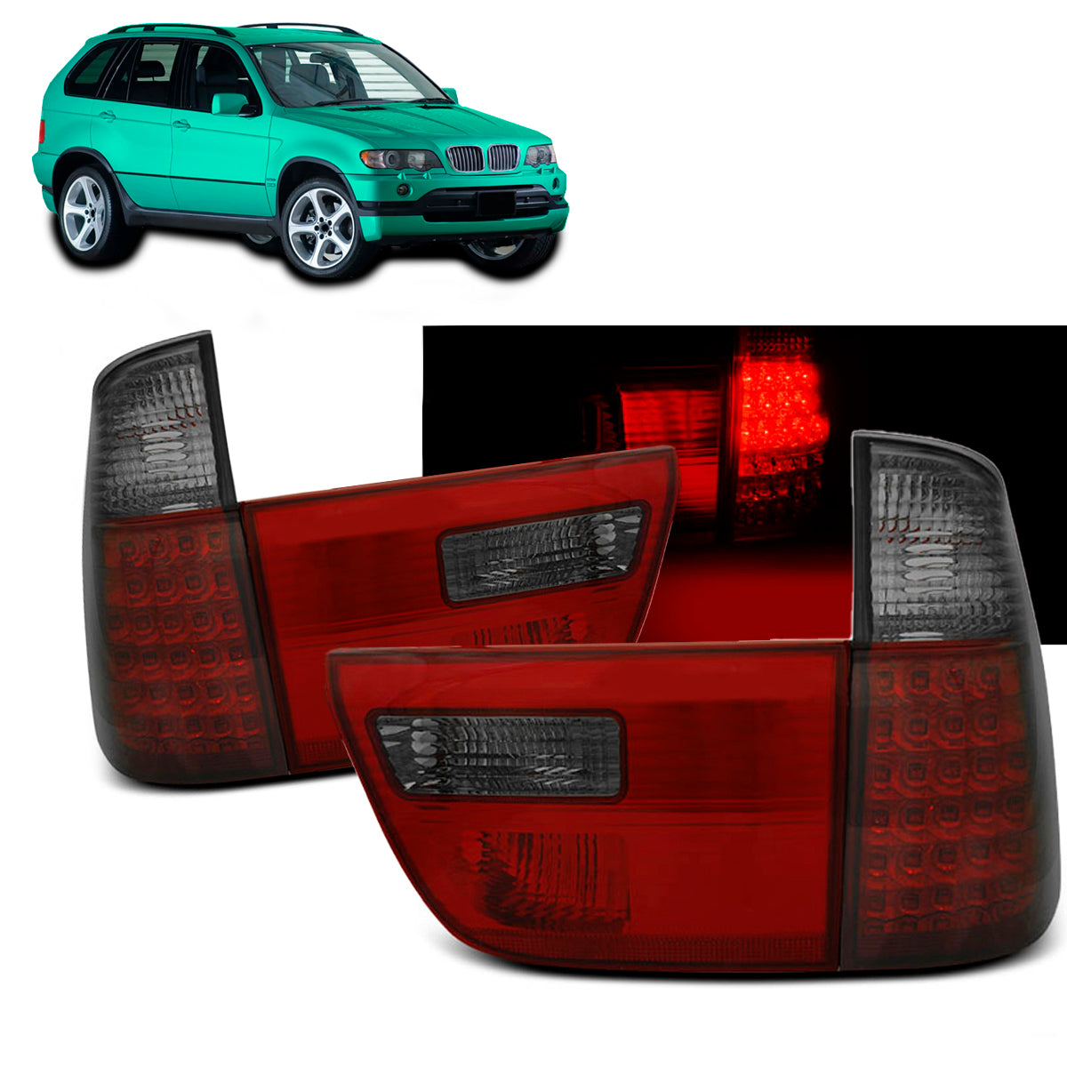 LED Rücklichter Rot Rauch passend für BMW X5 E53 09.99-06