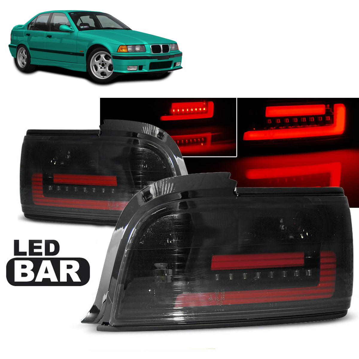 LED Leisten Rücklichter Rauch passend für BMW E36 12.90-08.99 C/C