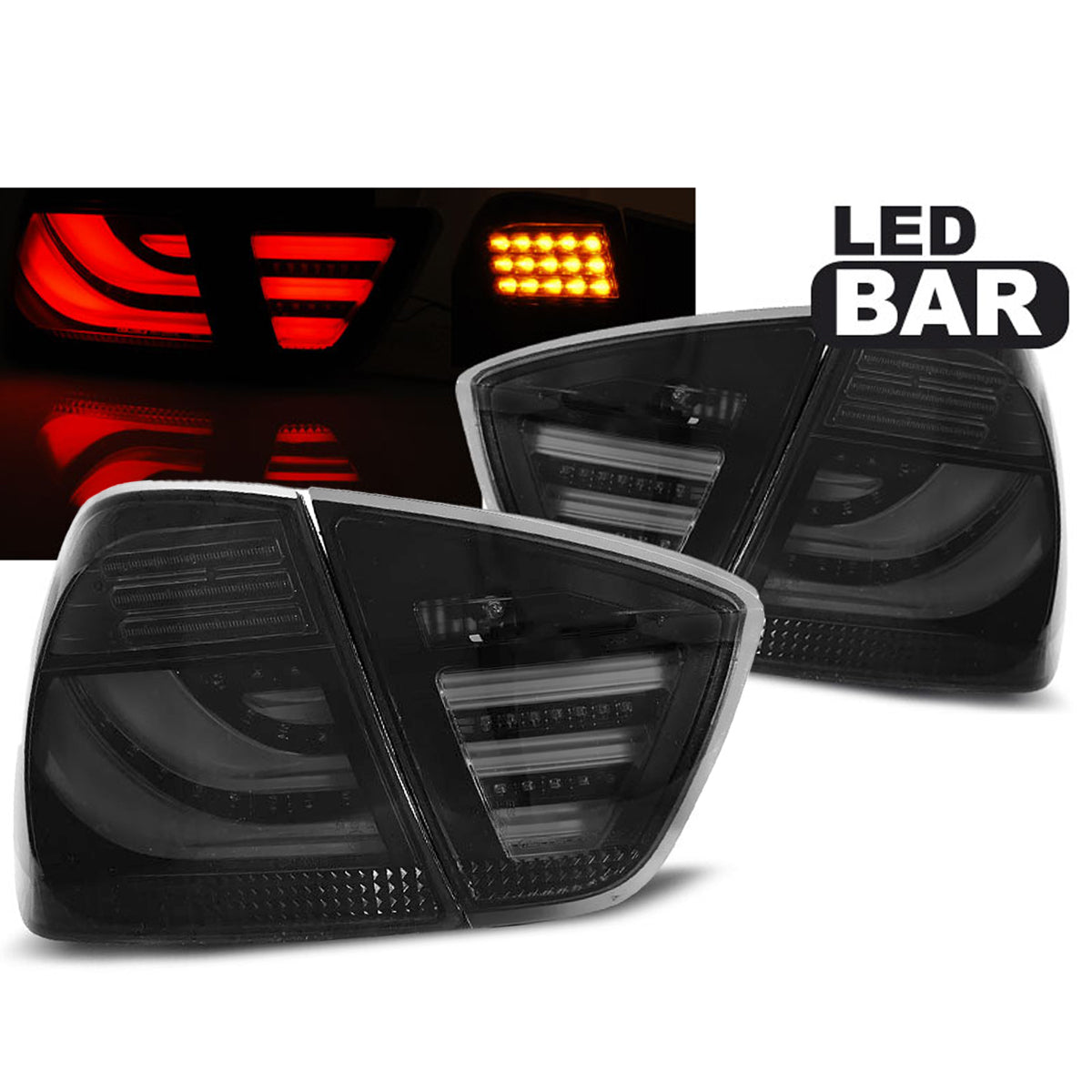 LED Leisten Rücklichter Rauch Schwarz passend für BMW E90 03.05-08.08