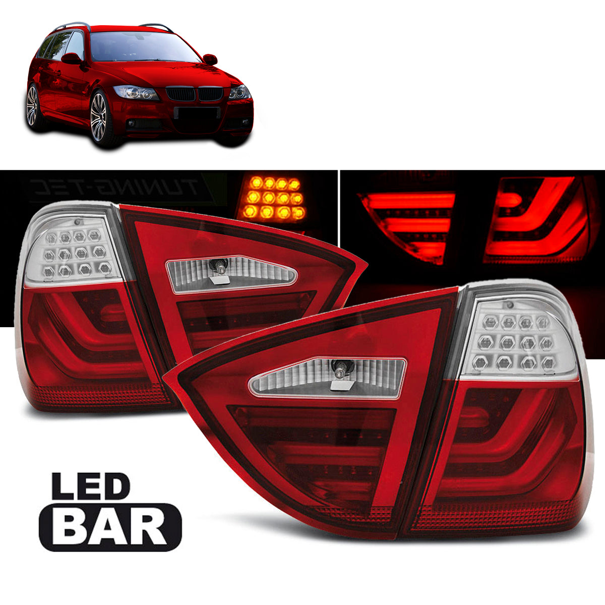 LED Leisten Rücklichter Rot Weiß passend für BMW E91 05-08