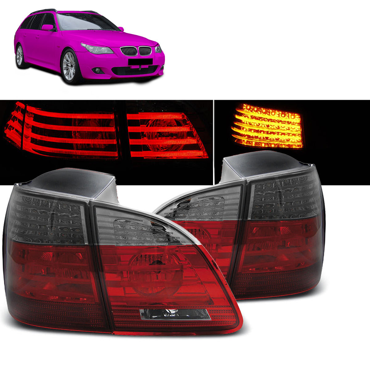 LED Rücklichter Rot Smoke passend für BMW E61 04-03.07 TOURING