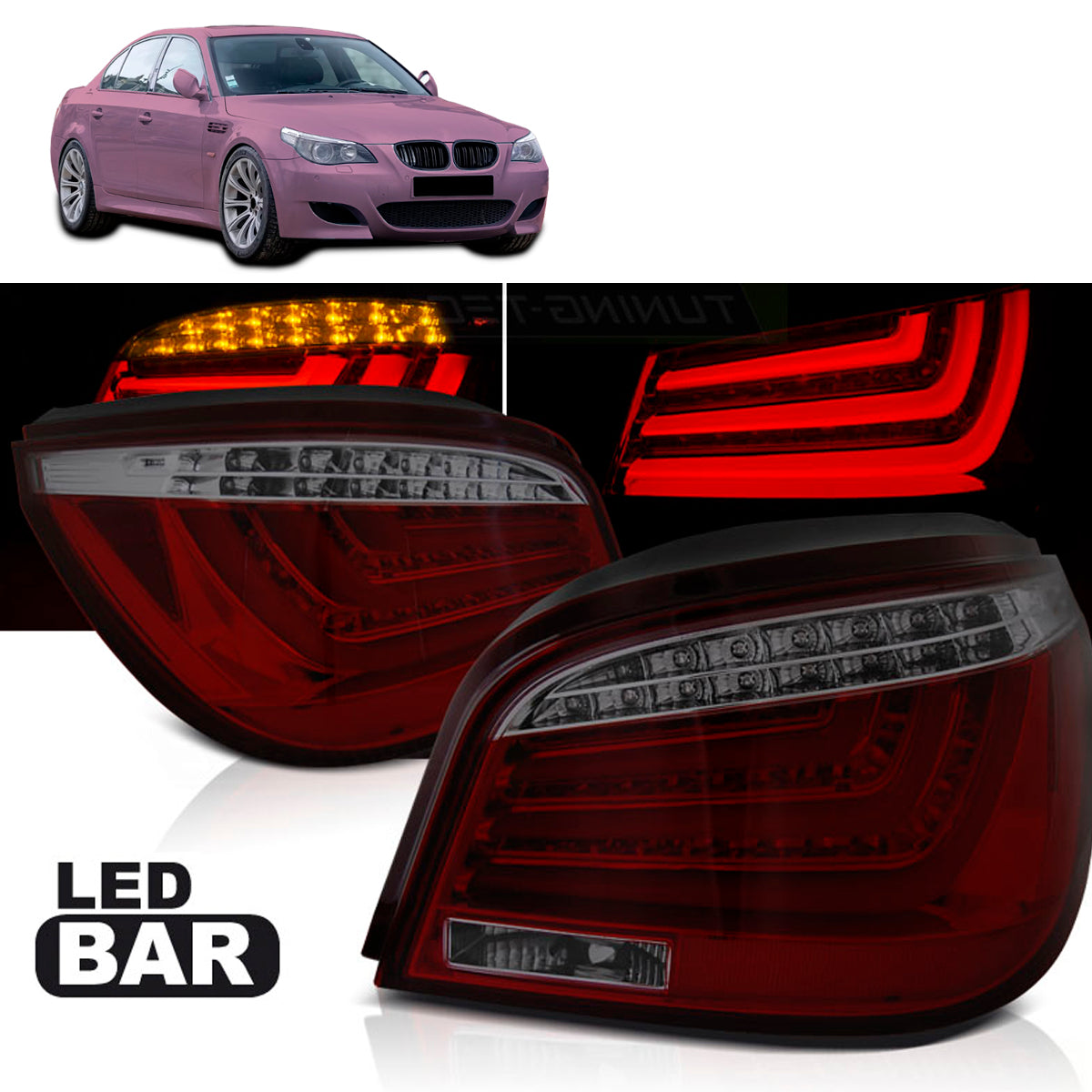 LED BAR Rücklichter Rot Smoke passend für BMW E60 07.03-02.07