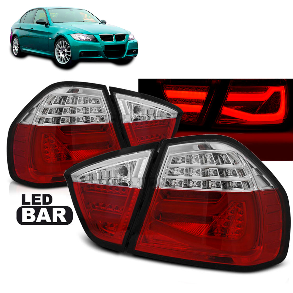 LED BAR Rücklichter Rot Weiß passend für BMW E90 03.05-08.08