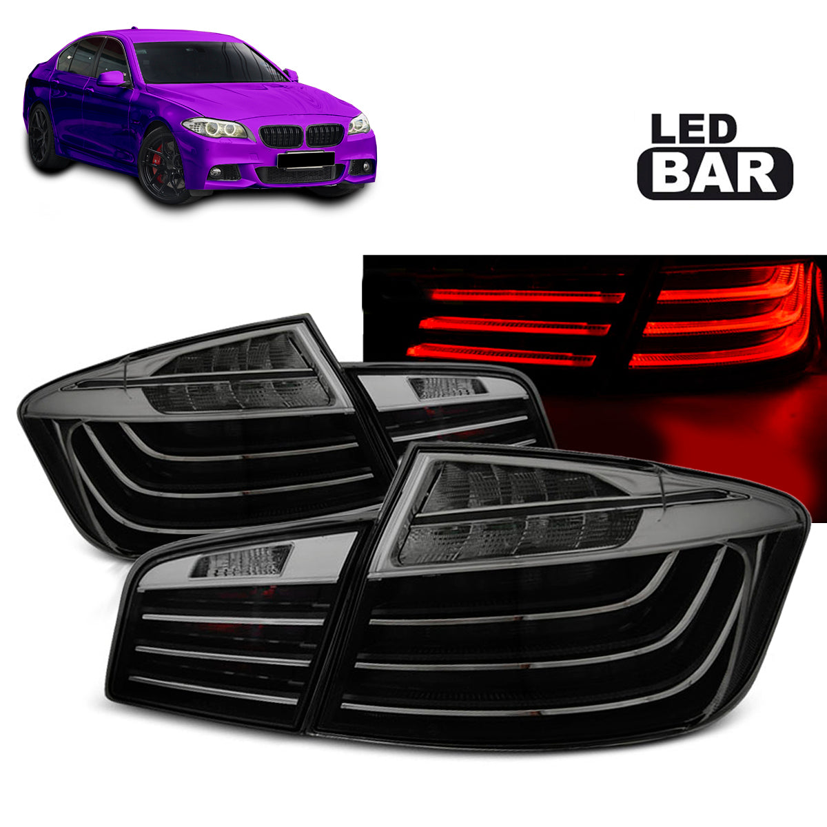 LED BAR Rücklichter Schwarz Rauch LCI Optik passend für BMW F10 10-07.13