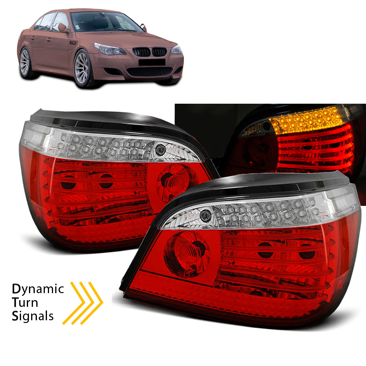 LED Rücklichter Rot Weiß SEQ passend für BMW E60 07.03-07