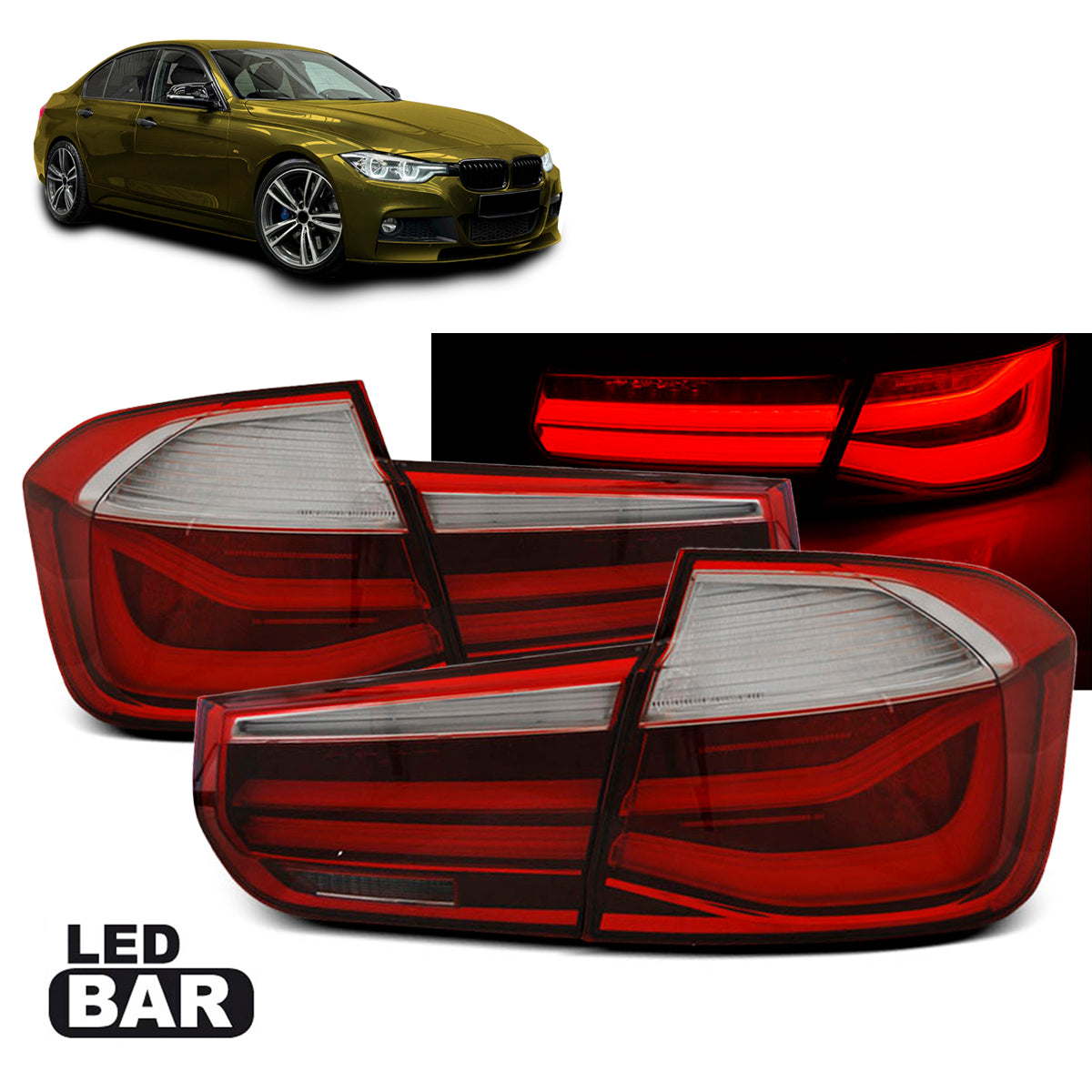 LED BAR Rücklichter Rot Rauch passend für BMW F30 11-15