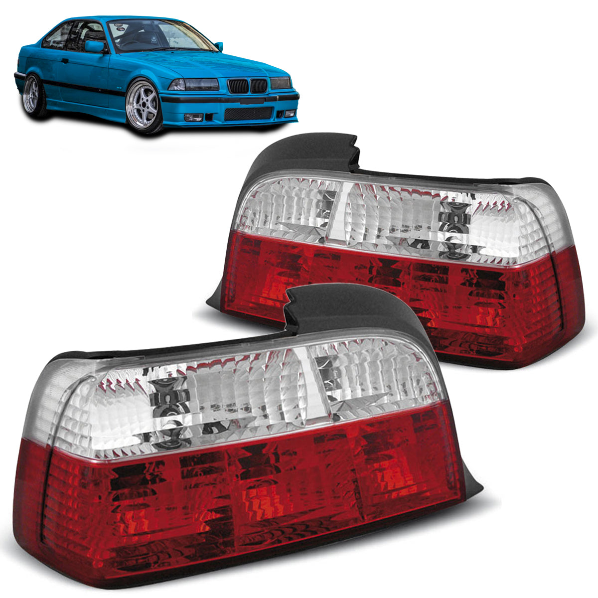 Rücklichter Rot Weiß passend für BMW E36 12.90-08.99 Coupé