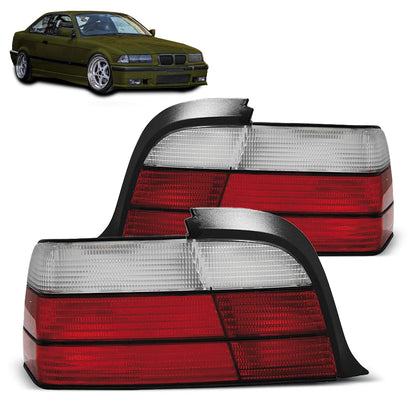 Rücklichter Sportlook Rot Weiß passend für BMW E36 12.90-08.99 Coupé