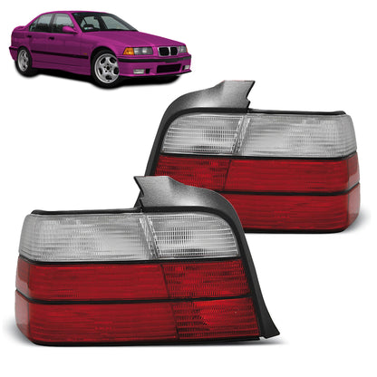 Rücklichter Sportlook Rot Weiß passend für BMW E36 12.90-08.99 Limousine