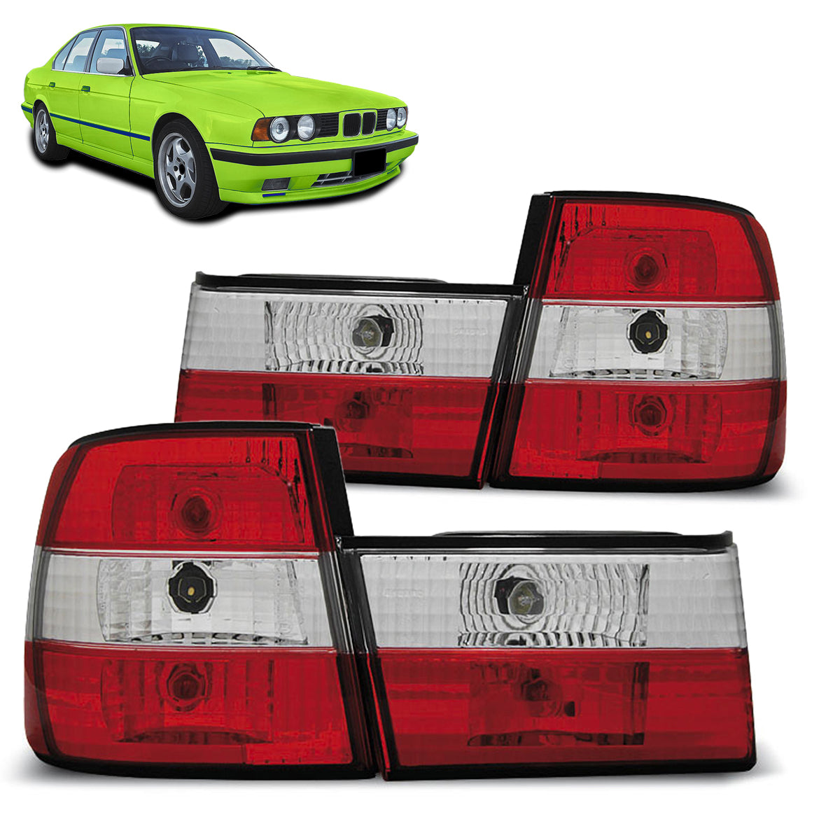 Rücklichter Rot Weiß passend für BMW E34 02.88-12.95 Limousine