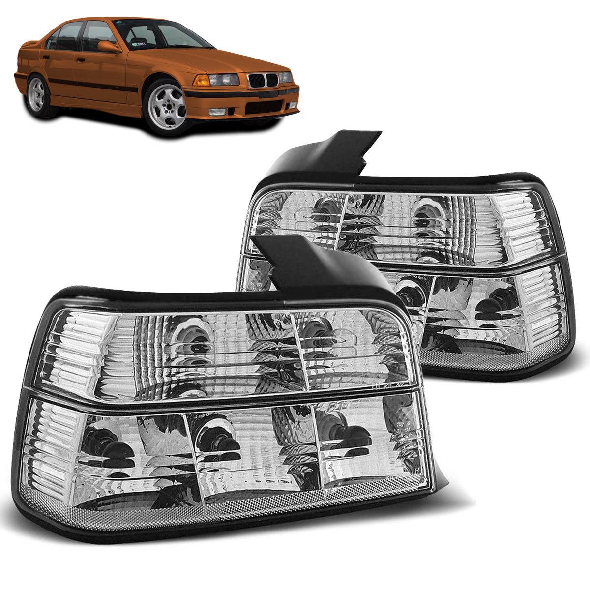 Rücklichter Crystal Weiß passend für BMW E36 12.90-08.99 Limousine