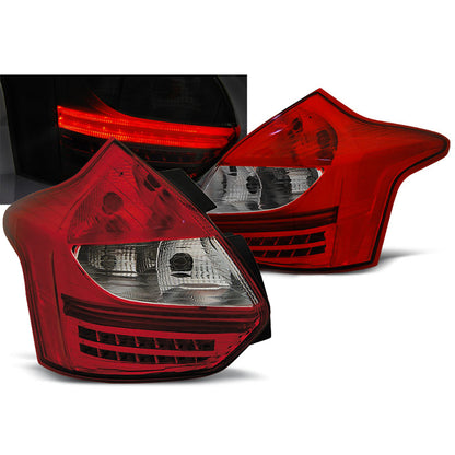 Rücklichter passend für Ford Focus 3 11-10.14 Hatchback Rot Weiß LED