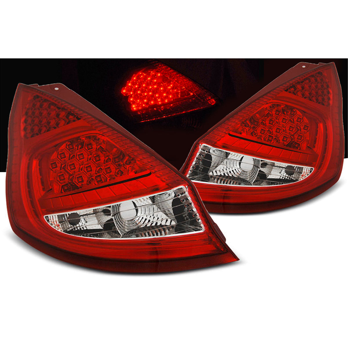 Rücklichter passend für Ford Fiesta MK7 08-12 HB Rot Weiß LED