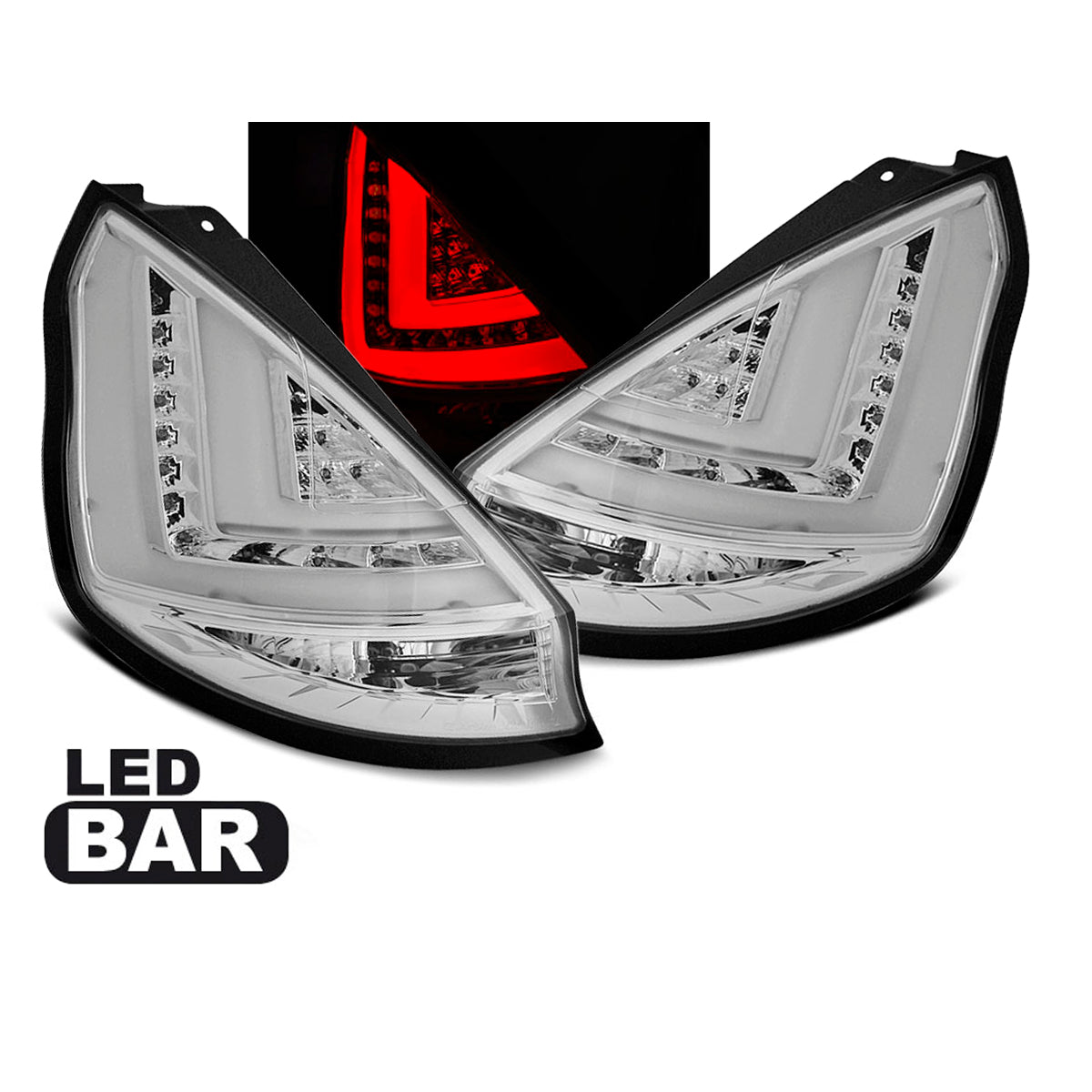 Rücklichter passend für Ford Fiesta MK7 08-12 HB Chrom LED Bar