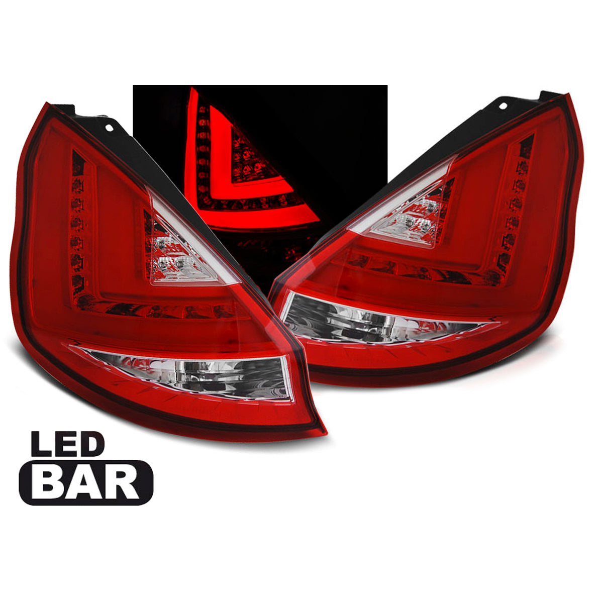 Rücklichter passend für Ford Fiesta MK7 08-12 HB Rot Weiß LED Bar