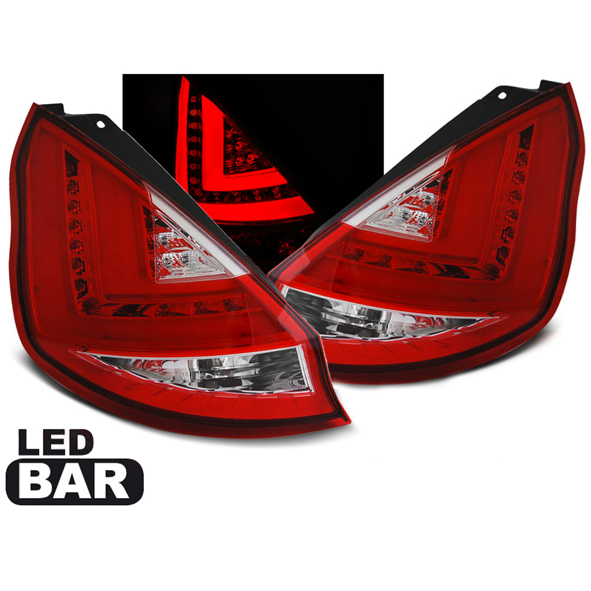 Rücklichter passend für Ford Fiesta MK7 12-16 HB Rot Weiß LED Bar