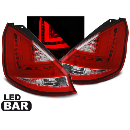 Rücklichter passend für Ford Fiesta MK7 12-16 HB Rot Weiß LED Bar