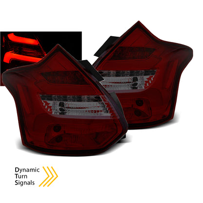 Rücklichter passend für Ford Focus 3 11-10.14 Hatchback Rot Smoke LED Bar sequenziell