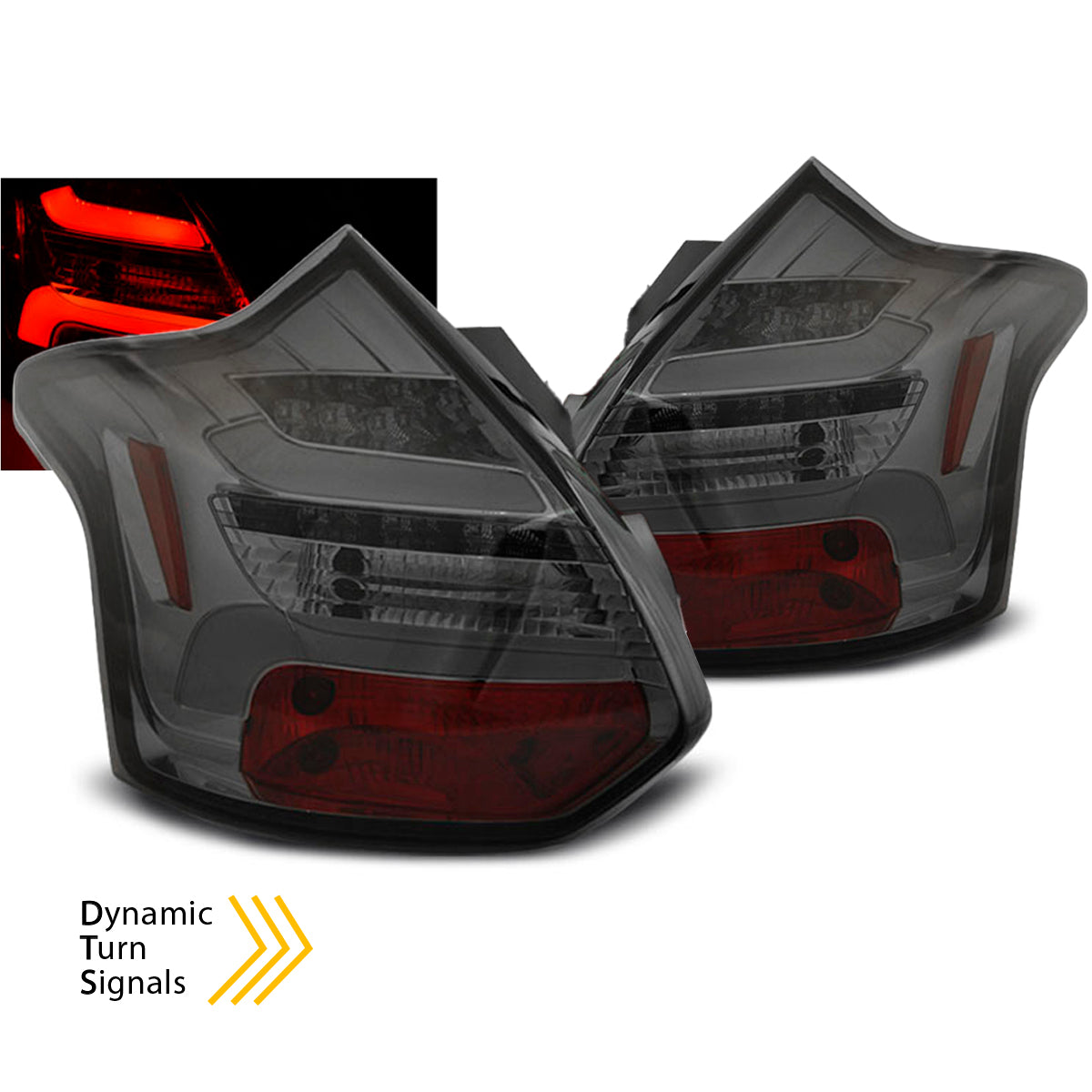 Rücklichter passend für Ford Focus 3 11-10.14 Hatchback Smoke LED Bar sequenziell