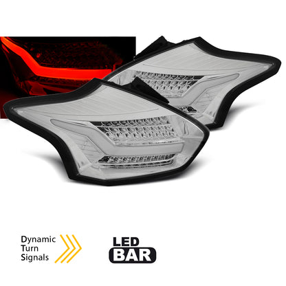 Rücklichter passend für Ford Focus 3 15-18 Hatchback Chrom sequenziell LED
