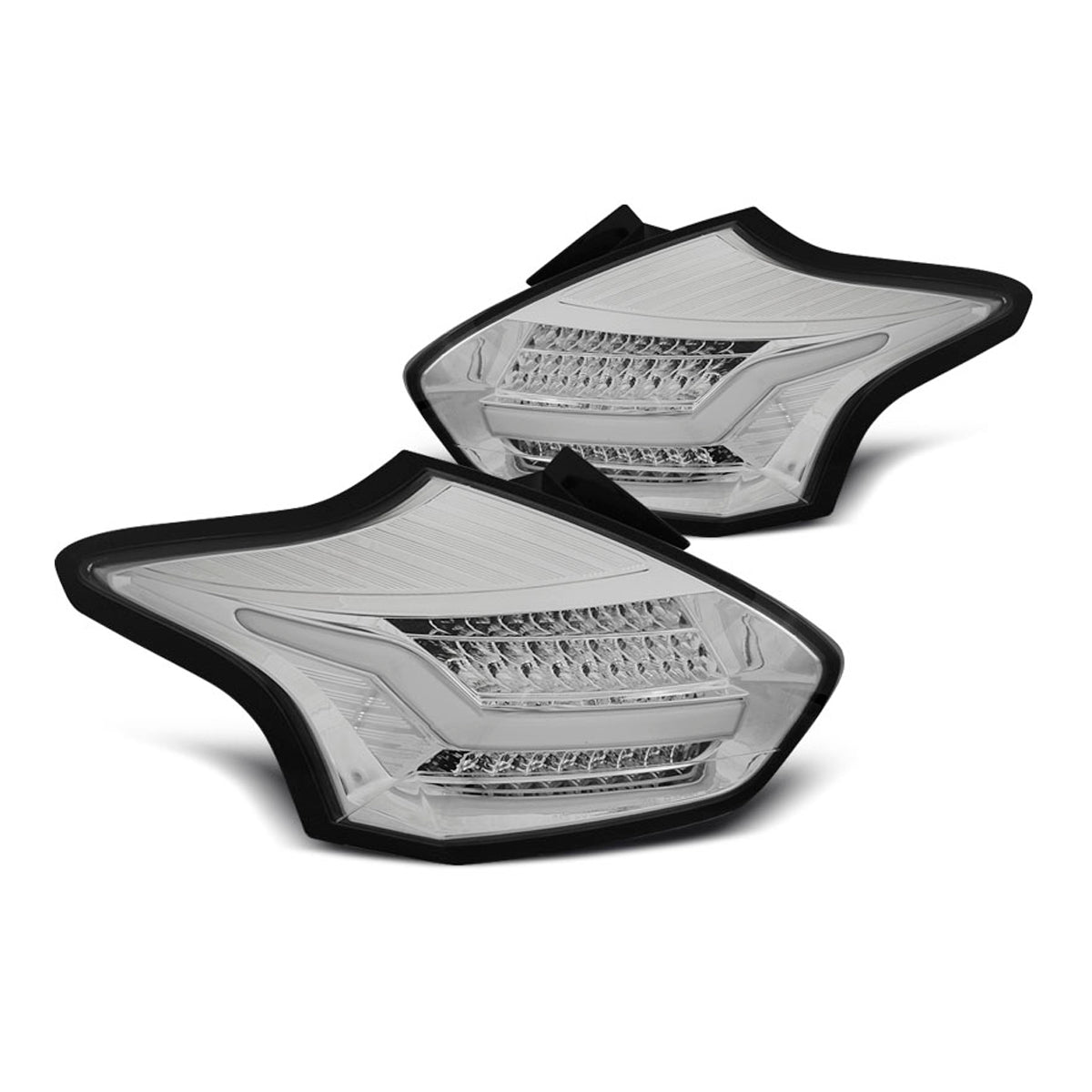 Rücklichter passend für Ford Focus 3 15-18 Hatchback Chrom sequenziell LED