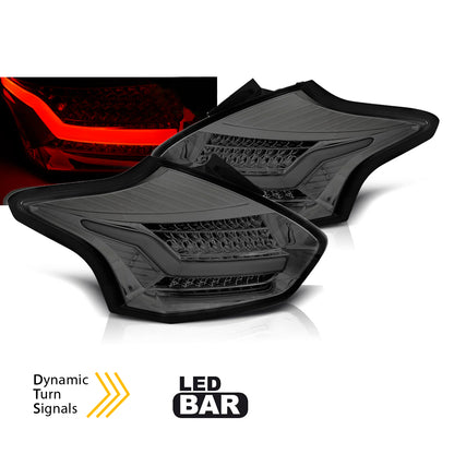 Rücklichter passend für Ford Focus 3 15-18 Hatchback Smoke sequenziell LED