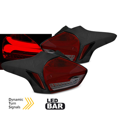 Rücklichter passend für Ford Focus 3 15-18 Hatchback Rot Smoke sequenziell LED