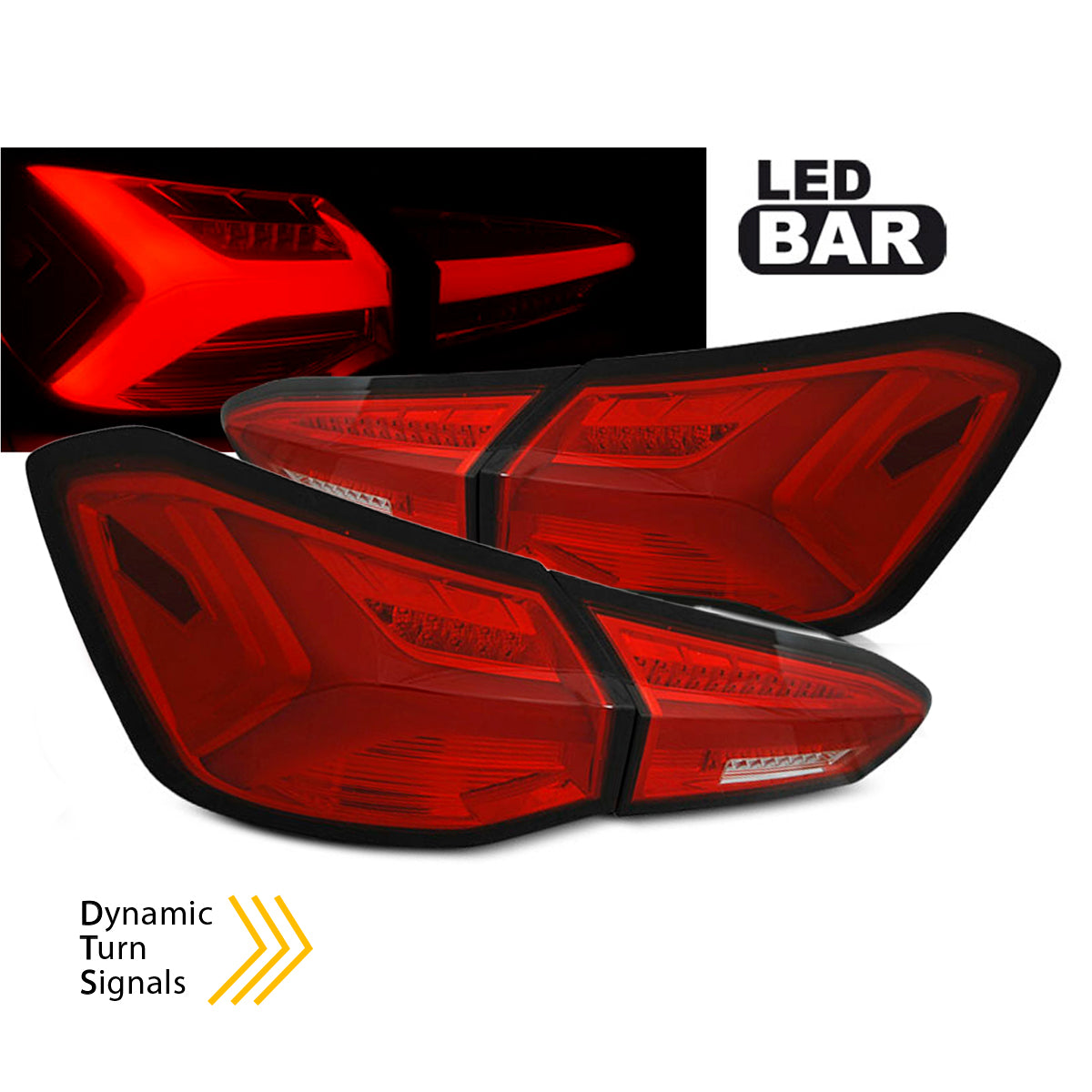 LED Rücklichter Rot Weiß sequenziell passend für Ford Focus 4 18-21 Hatchback