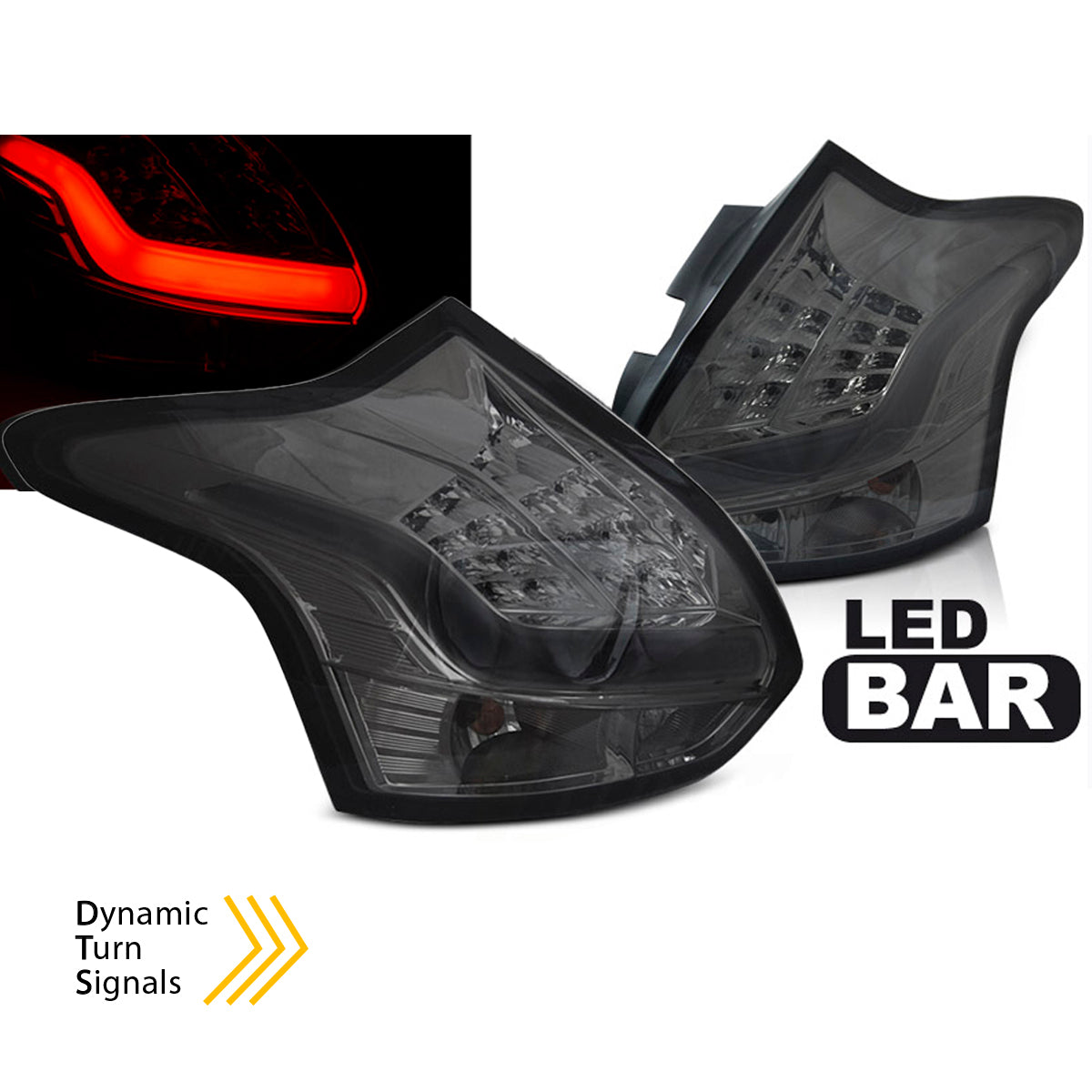 Rücklichter passend für Ford Focus 3 11-10.14 Hatchback Smoke LED Bar
