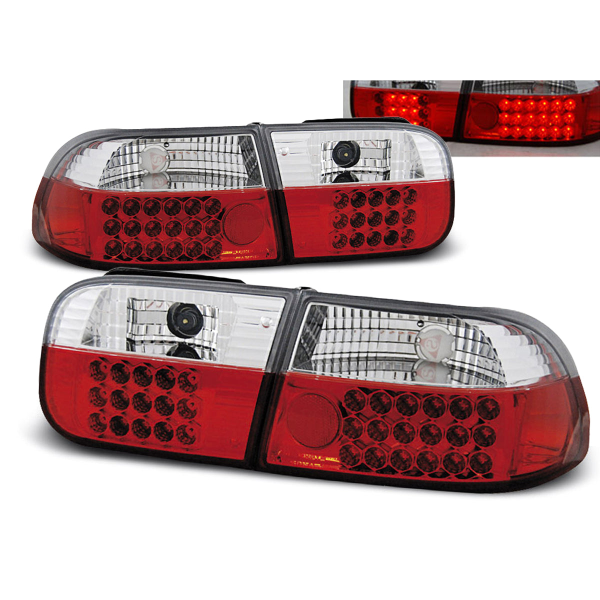 Rücklichter passend für Honda Civic 09.91-08.95 3D Rot Weiß LED