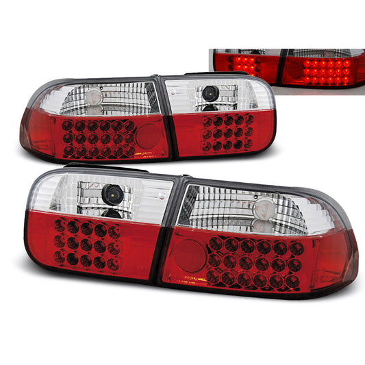 Rücklichter passend für Honda Civic 09.91-08.95 3D Rot Weiß LED