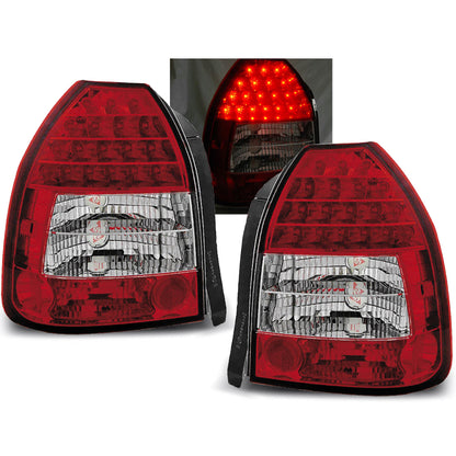 Rücklichter passend für Honda Civic 09.95-02.01 3D Rot Weiß LED