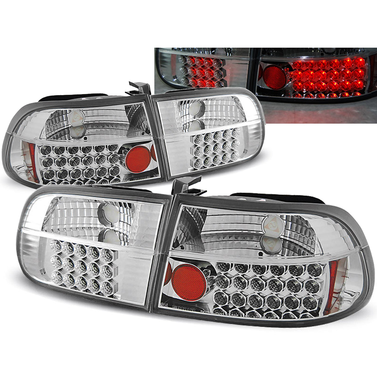 Rücklichter passend für Honda Civic 09.91-08.95 3D Chrom LED