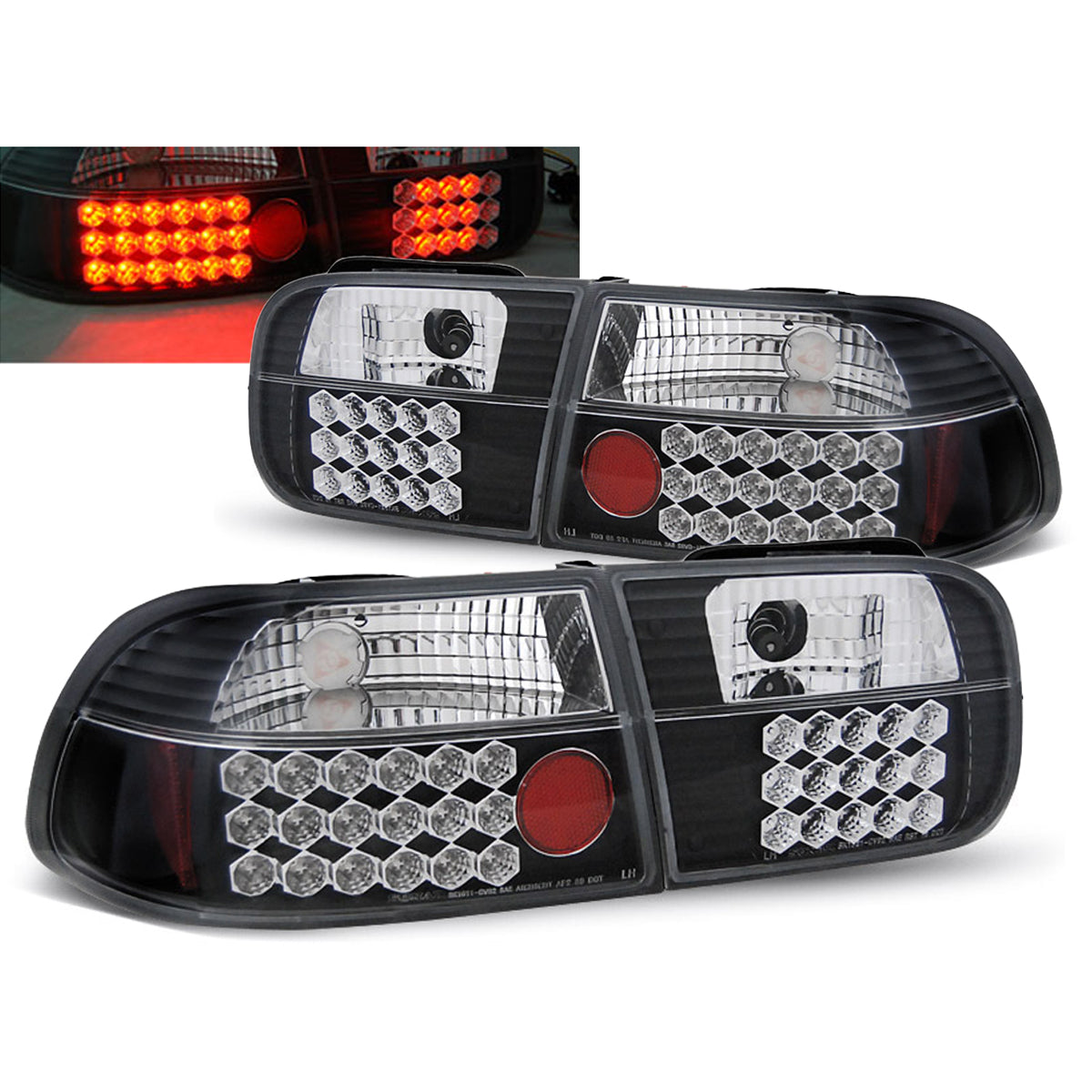 Rücklichter passend für Honda Civic 09.91-08.95 3D Schwarz LED
