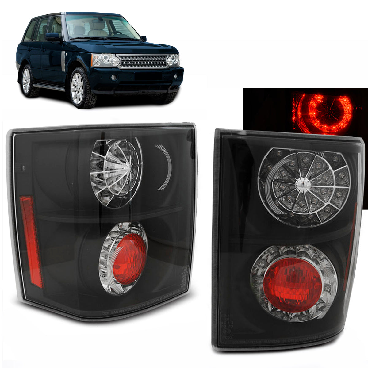 Rücklichter passend für Land Rover Range Rover III 02-12 Schwarz LED