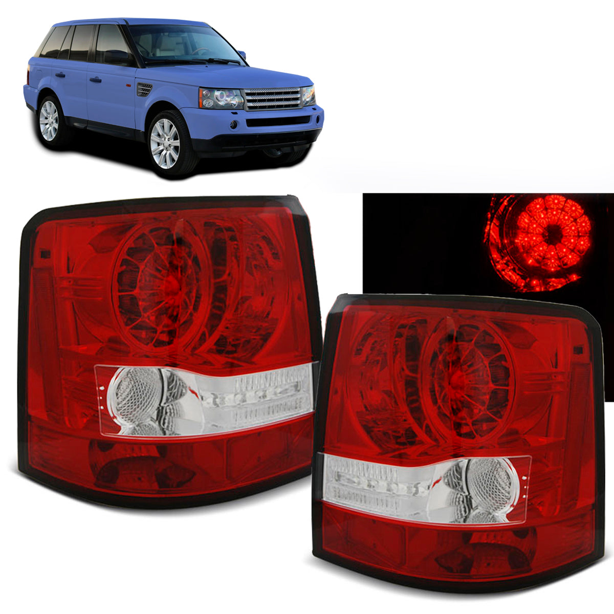 Rücklichter passend für Land Rover Range Rover Sport 05-09 Rot Weiß LED