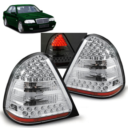 LED Rücklichter Chrom passend für MERCEDES W202 C-KLASSE 06.93-06.00
