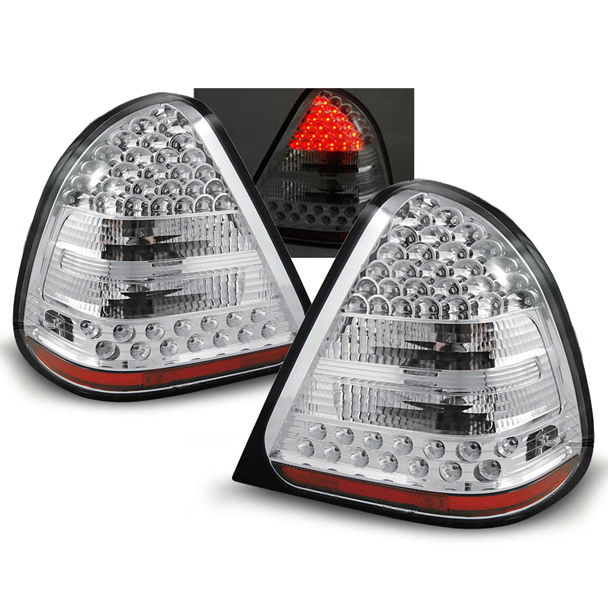 LED Rücklichter Chrom passend für MERCEDES W202 C-KLASSE 06.93-06.00