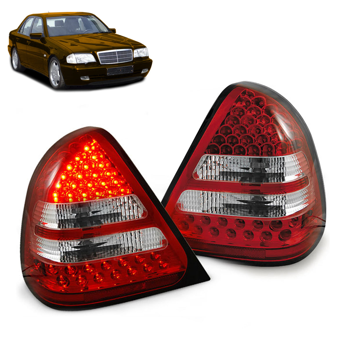 LED Rücklichter Rot Weiß passend für MERCEDES W202 C-KLASSE 06.93-06.00