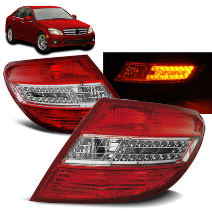 LED Rücklichter Rot Weiß passend für Mercedes C-Klasse W204 Limousine 07-10