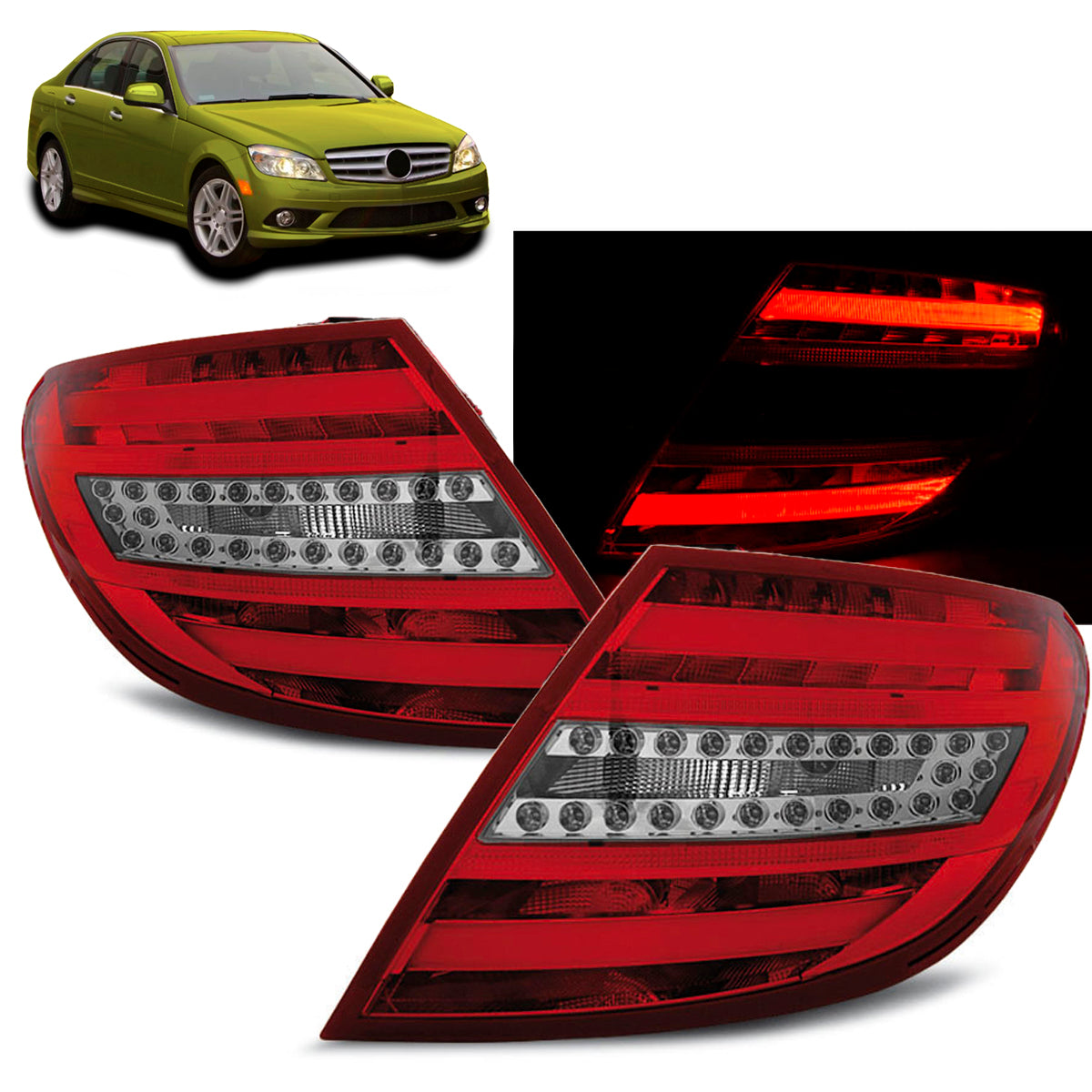 LED Leiste Rücklichter Rot Weiß passend für Mercedes C-Klasse W204 Limousine 07-10