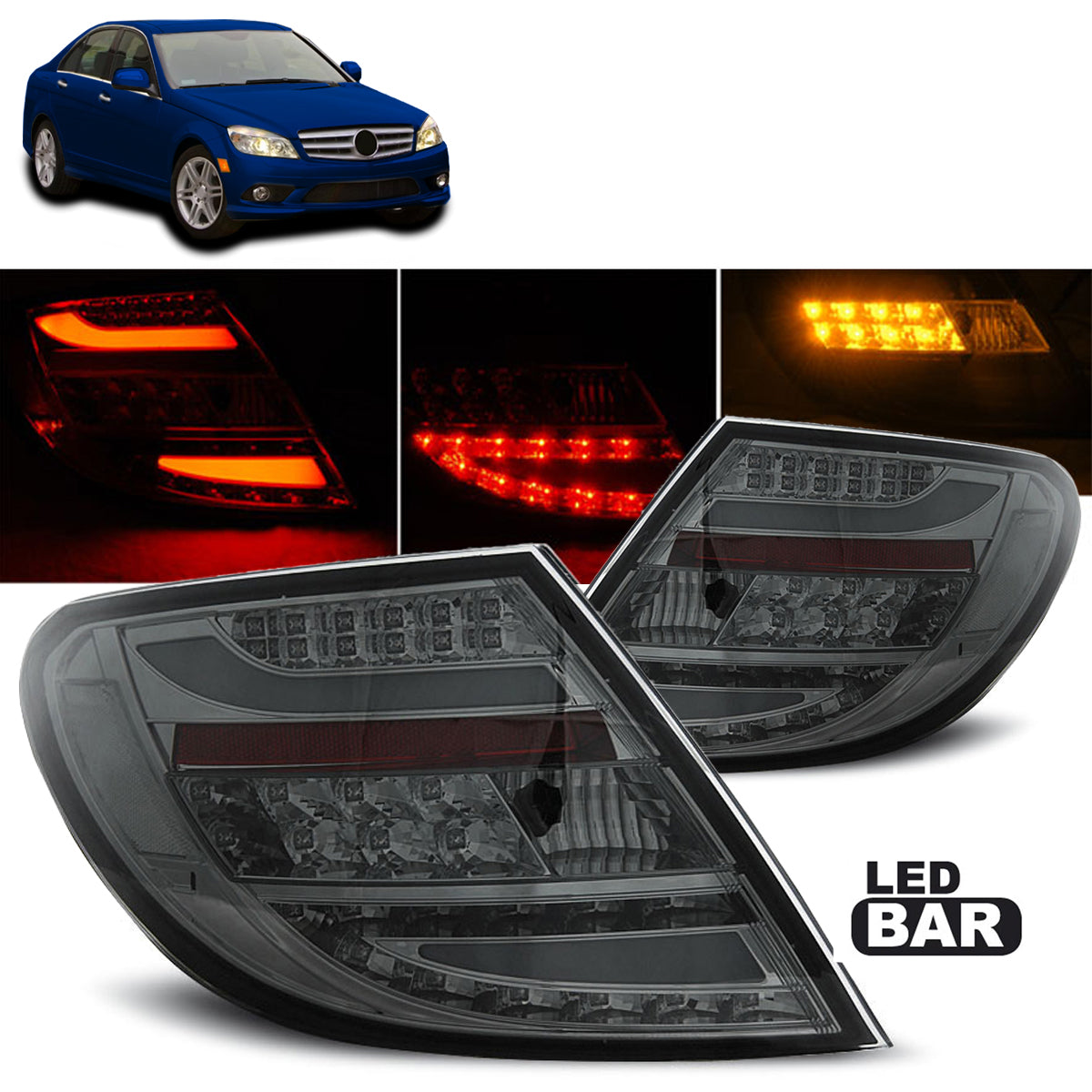 LED Rücklichter Smoke passend für Mercedes C-Klasse W204 Limousine 07-10