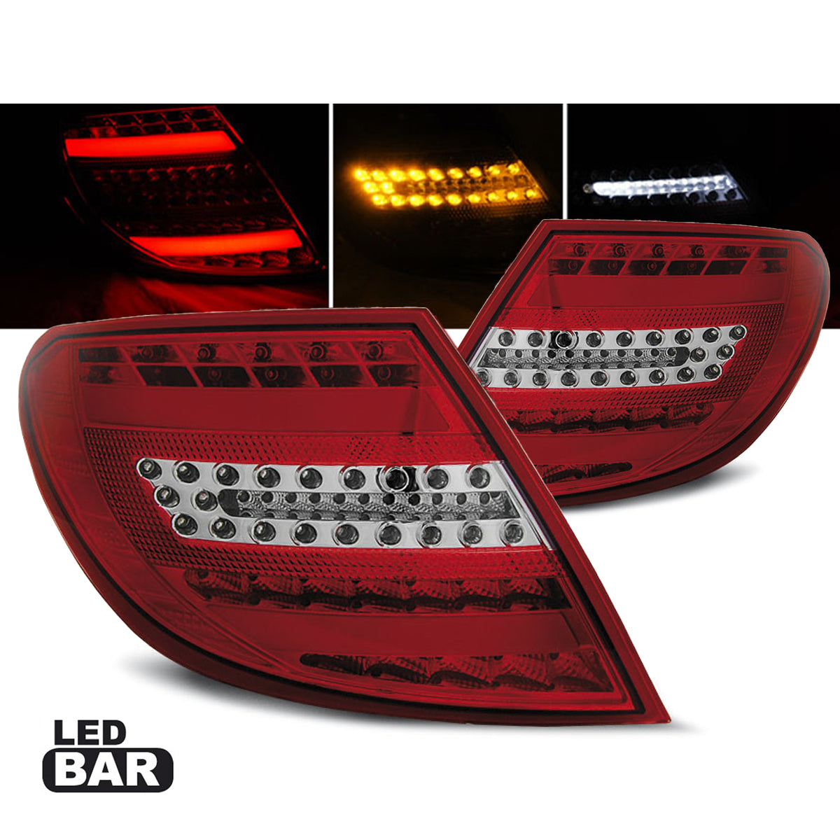 LED Leiste Rücklichter Rot Weiß passend für Mercedes C-Klasse W204 Limousine 07-10