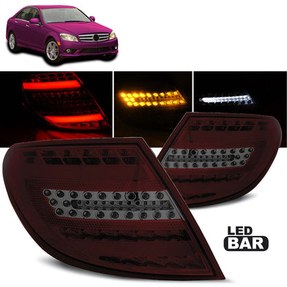 LED Leiste Rücklichter Rot Smoke passend für Mercedes C-Klasse W204 Limousine 07-10