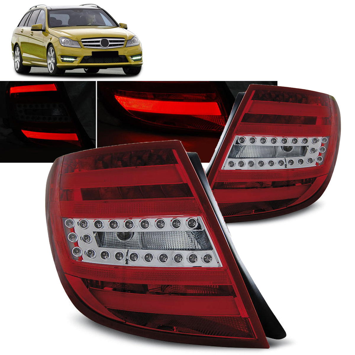LED Leiste Rücklichter Rot Weiß passend für Mercedes C-Klasse W204 Kombi 07-10